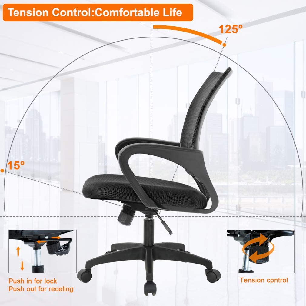 Office Chair Computer Desk Chair Gaming - Ergonomic Mid Back Cushion L –  TreeLen