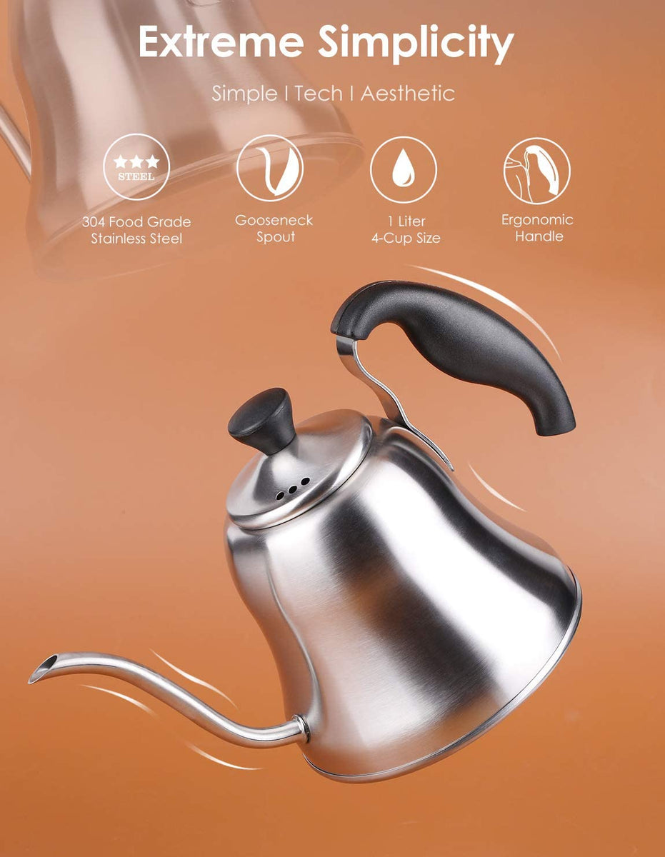 Pour Over Coffee Kettle – Black Gooseneck Kettle with Thermometer – Lucaffe  Egypt