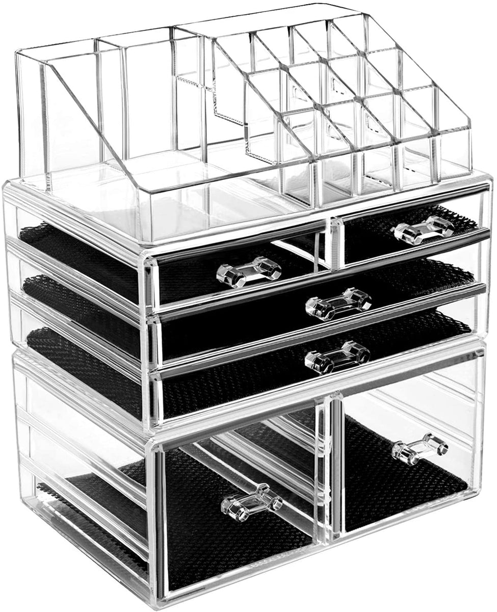 Home-it Clear Acrylic Cosmetic Holder Large 3 Drawer Jewerly Chest or –  homeitusa