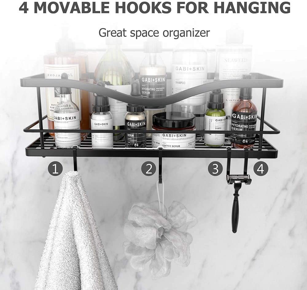 Adhesive Shower Caddy Basket Bathroom Shelf Organiser Wall Mounted