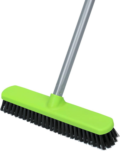 Floor Scrub Brush with Long Handle, Stiff Bristle Deck Scrubber Brush for Cleaning Tile Shower Patio Garage Kitchen Pool