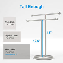 Load image into Gallery viewer, Hand Towel Holder for Bathroom, Towel Rack Stand for Counter, Freestanding, Brushed Nickel