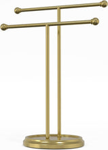 Load image into Gallery viewer, 15” Standing Hand Towel Holder with Heavy Base Gold Towel Rack for Bathroom Vanity Countertop Stainless Steel Towel Holder Free Standing Towel Ring Hardware Accessories