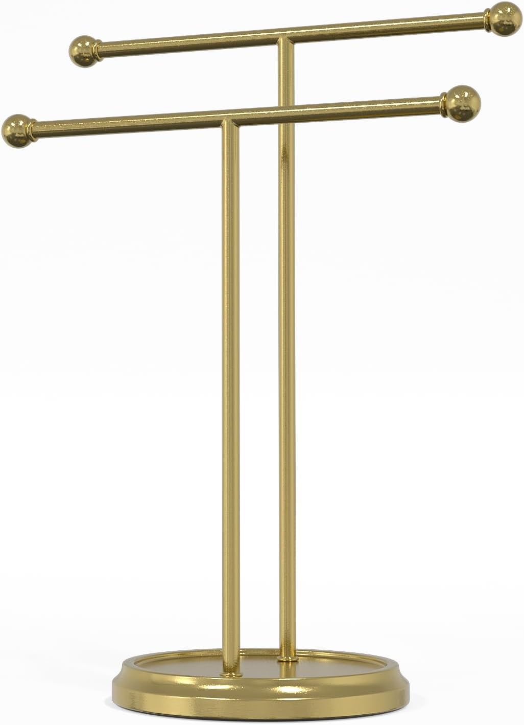 15” Standing Hand Towel Holder with Heavy Base Gold Towel Rack for Bathroom Vanity Countertop Stainless Steel Towel Holder Free Standing Towel Ring Hardware Accessories