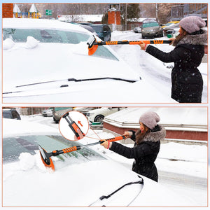 3in1 Snow Brush and Ice Scraper for Car Windshield,42'' Extendable Heavy Duty Snow Broom Vehicle Snow Removal Tool for Car SUV Trucks (42 inch)