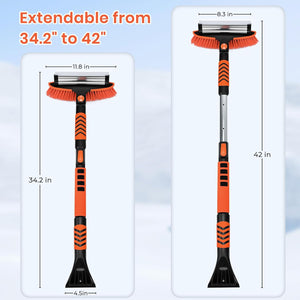 3in1 Snow Brush and Ice Scraper for Car Windshield,42'' Extendable Heavy Duty Snow Broom Vehicle Snow Removal Tool for Car SUV Trucks (42 inch)