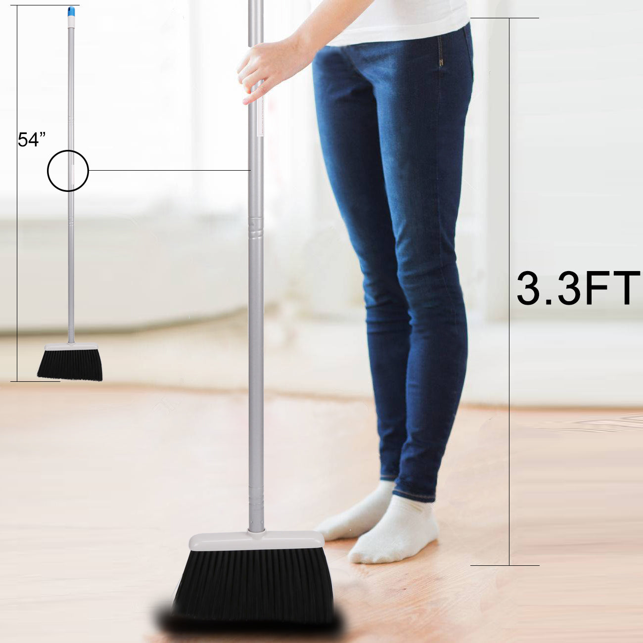 Broom and Dustpan Set Upright Standing Cleaning Set for Indoor