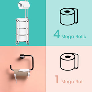 TreeLen treelen toilet paper holder stand toilet tissue roll holder with  shelf for bathroom storage holds phone/ wipe/ mega rolls-shi