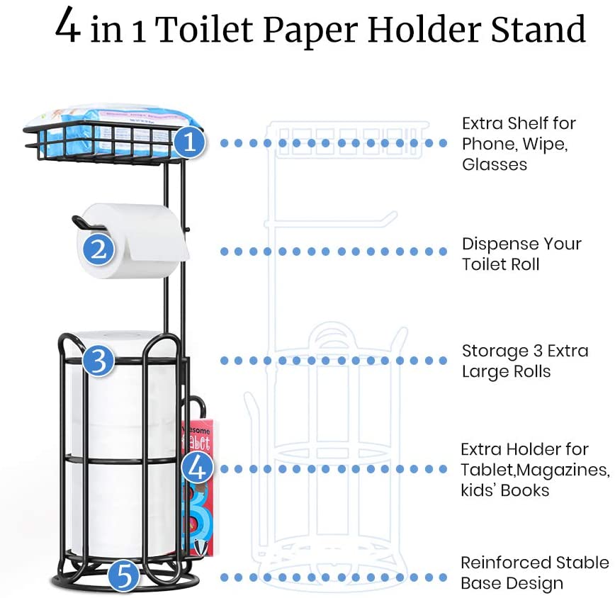 TreeLen Toilet Paper Holder Stand Bathroom Tissue Roll Holders Freesta