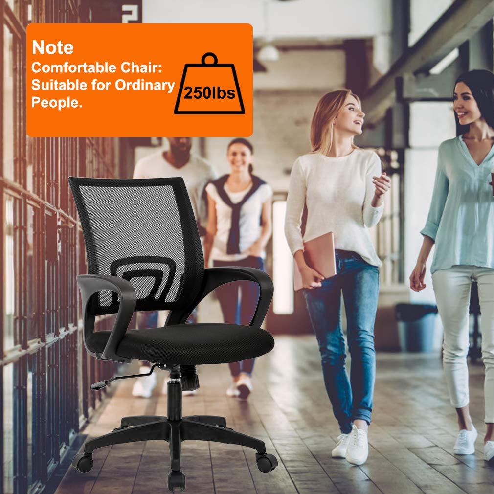  Home Office Chair Ergonomic Desk Chair,Mesh Computer Chair with Lumbar  Support Armrest Executive Rolling Swivel Adjustable Mid Back Task Chair for  Women Adults - Black : Home & Kitchen