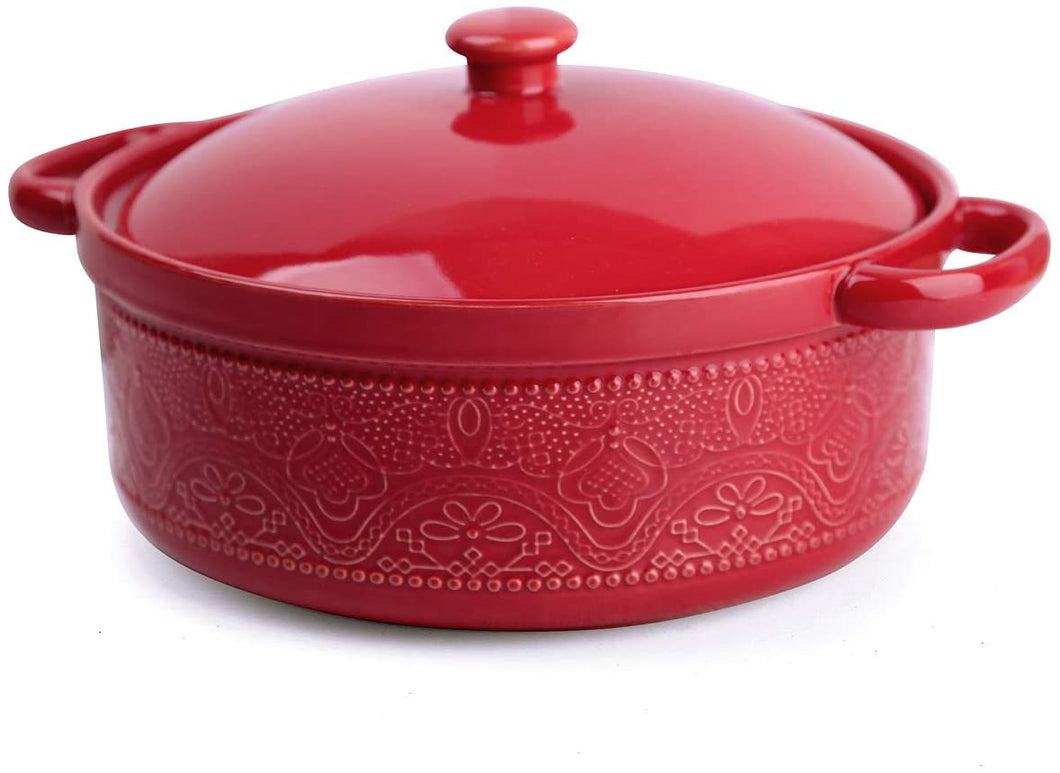 Crock Pot 2.5 Quart Red Stoneware Bake Pan