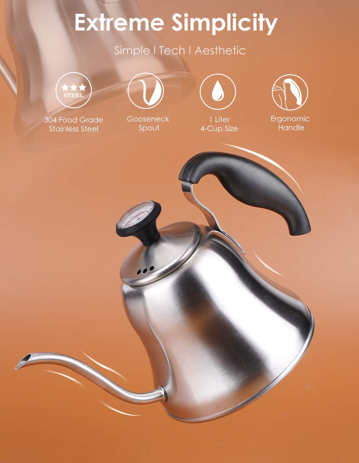 28oz Tea Kettle with Thermometer for Stove Top Gooseneck Kettle - On Sale -  Bed Bath & Beyond - 39149744