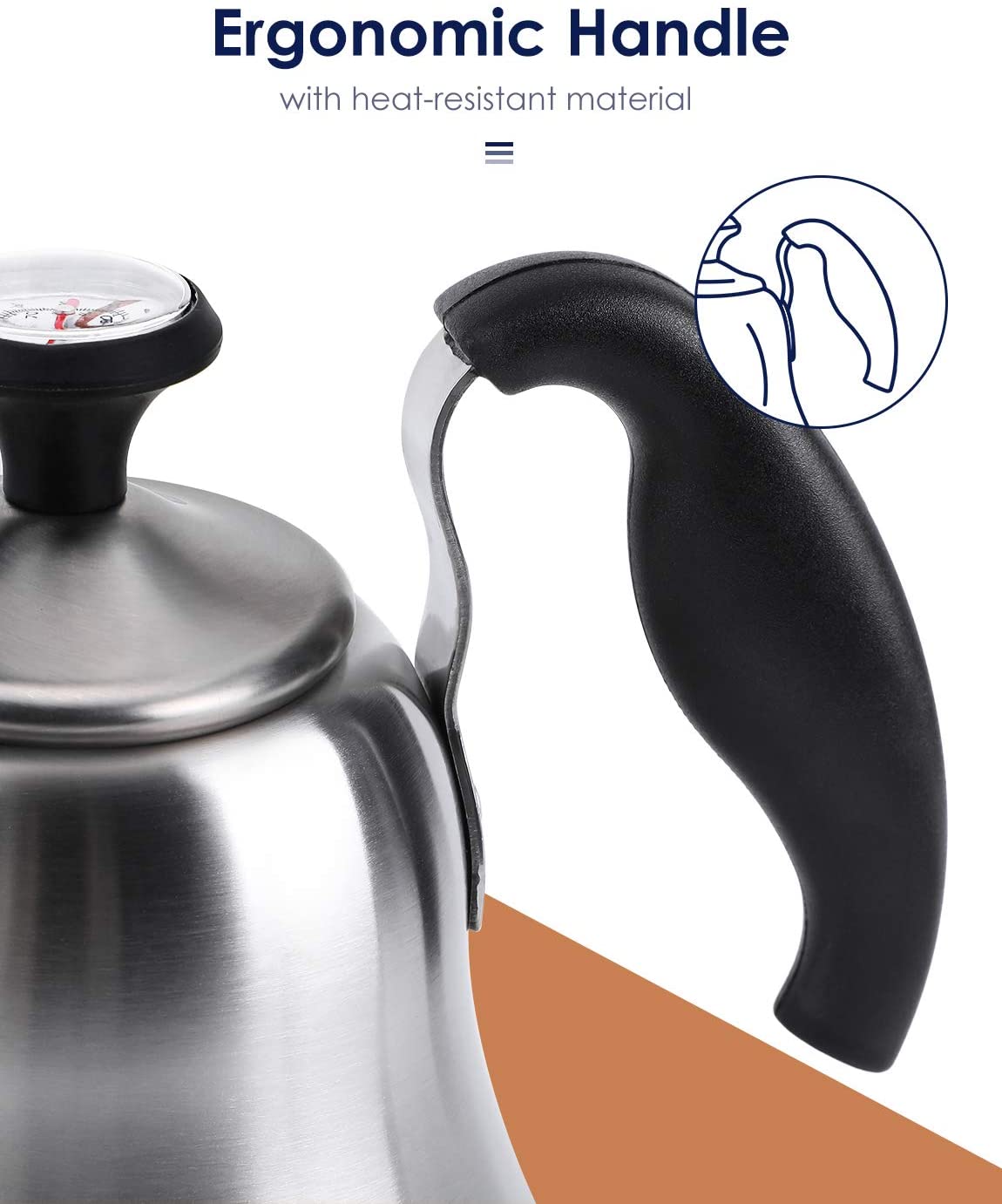 Tea Kettle with Thermometer for Stove Top Gooseneck Kettle, Small Pour Over  Coffee Kettle, Goose Neck Tea Pot Stovetop Teapot, Hot Water Heater Boiler