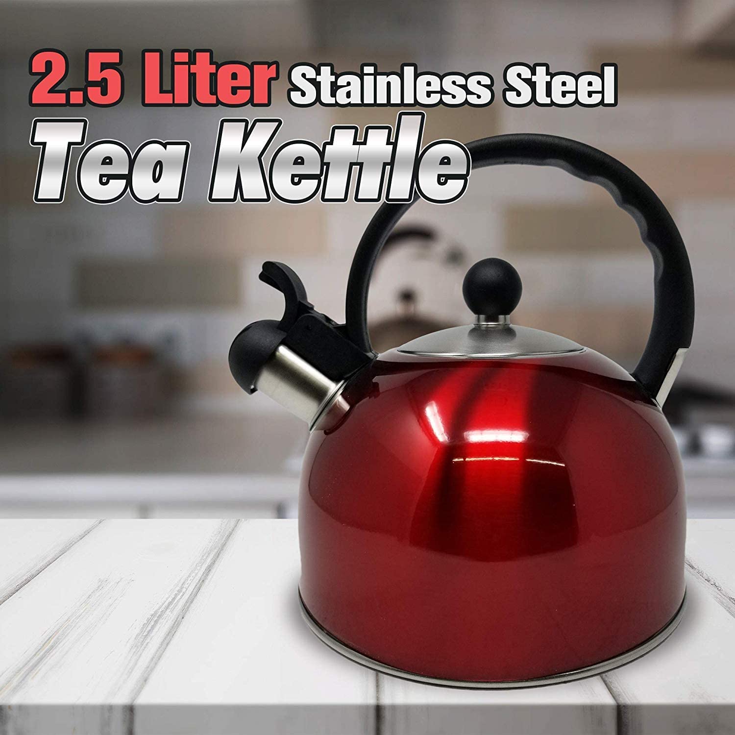 Stainless Steel Whistling Tea Kettle,2.5 Liters on Induction Stove,Gas Stove  Top
