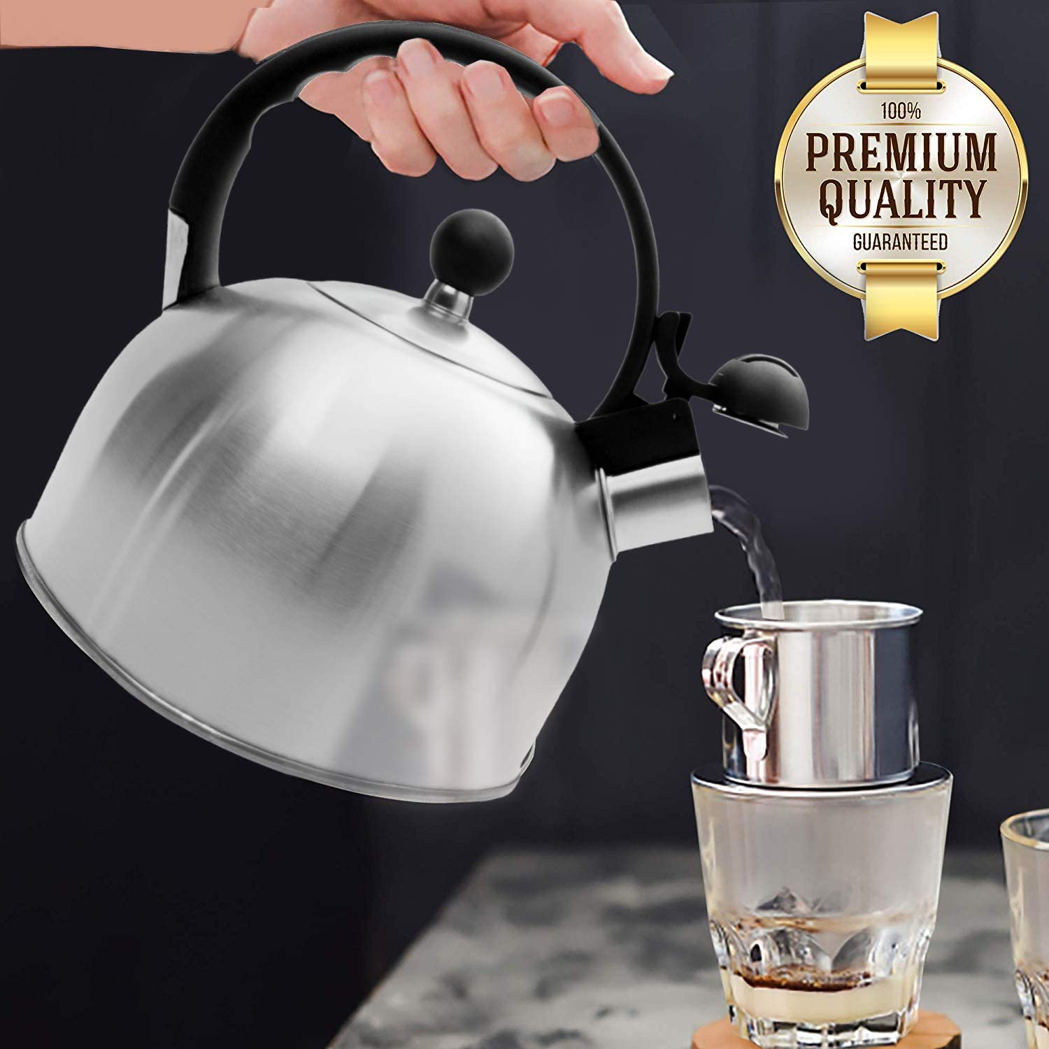 Rorence Stainless Steel Whistling kettle: 2.5 Quart with Capsule