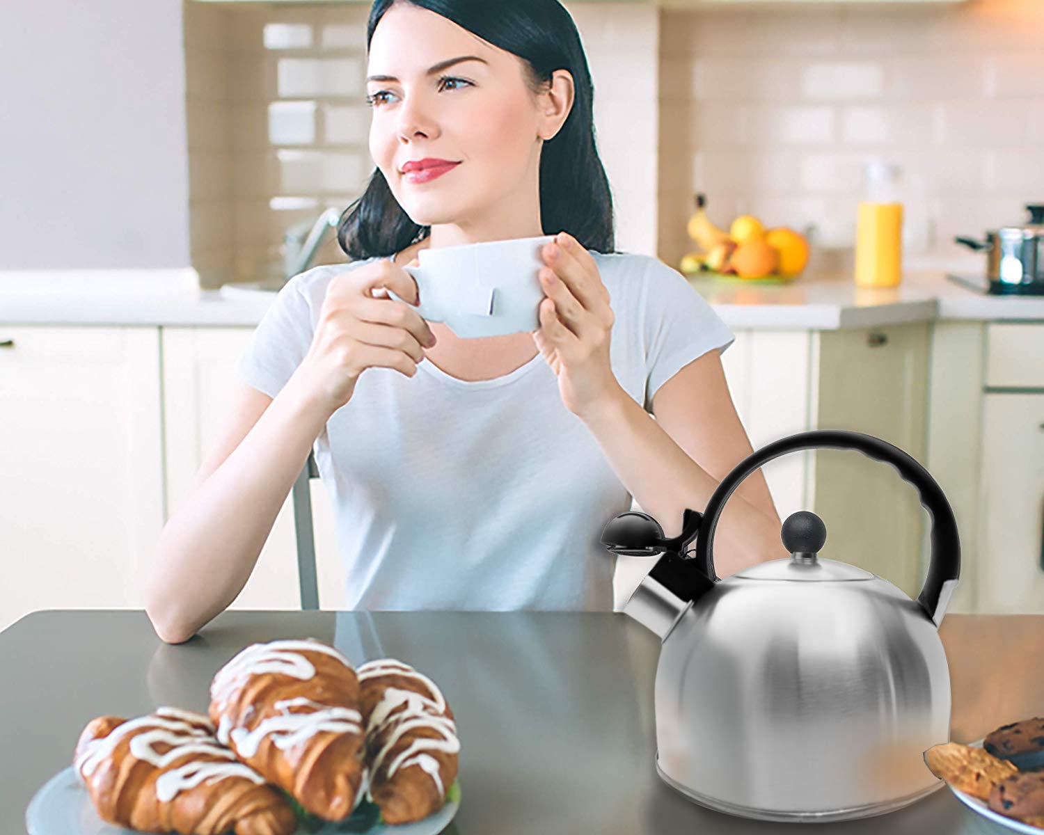 Rorence Stainless Steel Whistling kettle: 2.5 Quart with Capsule