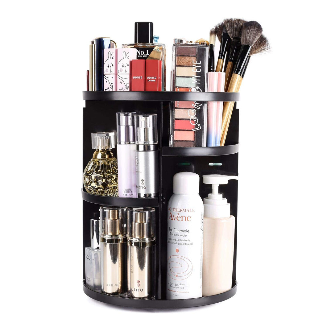 360-degree Rotating Makeup Organizer Cosmetic Storage Holder Tray With 6  Compartment Makeup Brush Lip