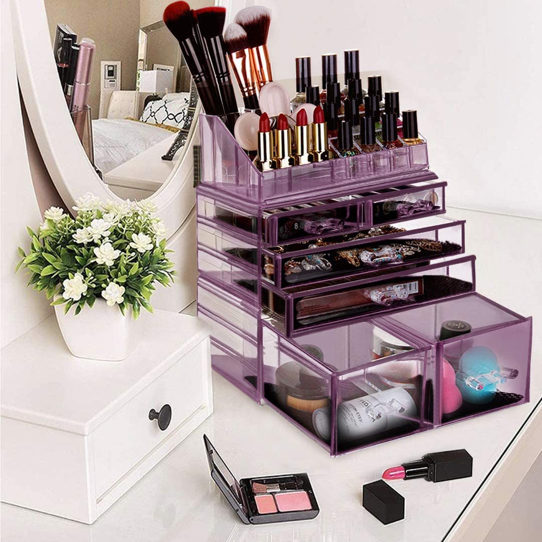 Makeup Organizer 3 Pieces Acrylic Cosmetic Storage Drawers and Jewelry –  TreeLen