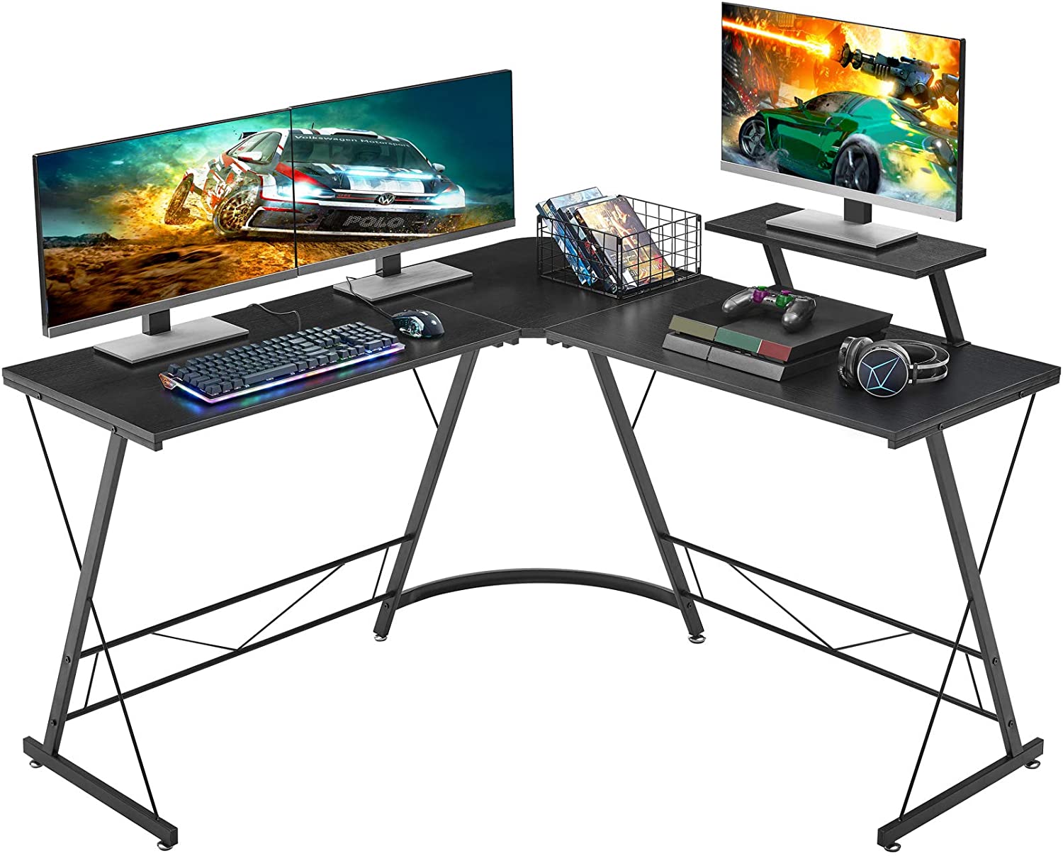 L Shaped Gaming Desk  Cool desk accessories, Corner gaming desk, Gaming  computer desk