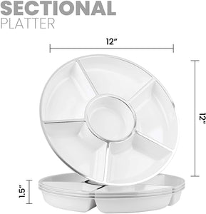 6 Sectional Round Plastic Serving Tray, Size: 12 inch, Color: White/Si –  TreeLen