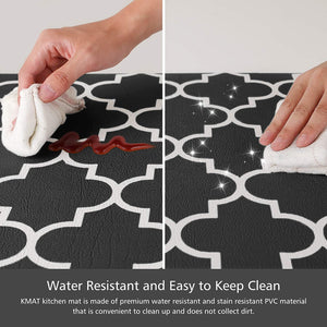2 Pcs Kitchen Mat, Waterproof Non-Slip Kitchen Mats and Rugs Comfort Rug  for Kitchen, Floor Home, Office, Sink, Laundry, Black 