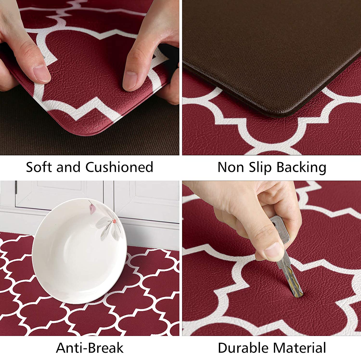 WISELIFE Comfort Non-Slip Kitchen Mat And Rug, Cushioned, Anti-Fatigue,  Waterproof, Heavy Duty, PVC Ergonomic, Floor Home, Office, Sink, Laundry